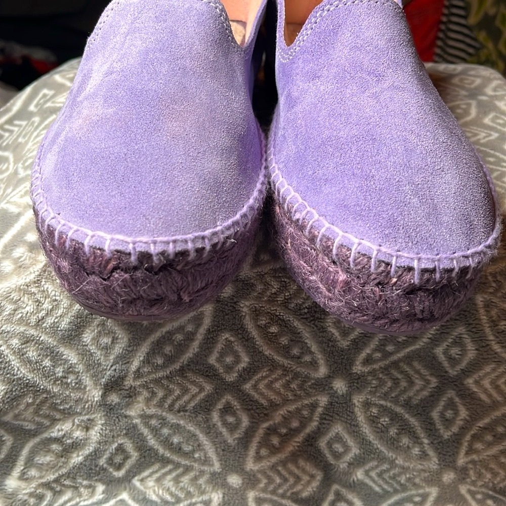 💙NWOT Emile Sindler 39 deep lavender platform leather espadrilles, made in Spain - Picture 2 of 8